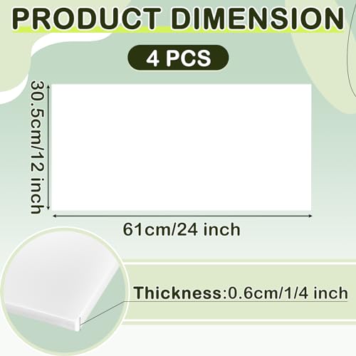 Image of Pangda 4 Pcs White Hdpe Plastic Sheet, 1 /4 inch Thick, Size 24 inch x 12 inch, Waterproof High Density Polyethylene Board Flexible Hdpe Sheet Polyethylene Sheet Hdpe Board for Displays Modeling DIY Projects
