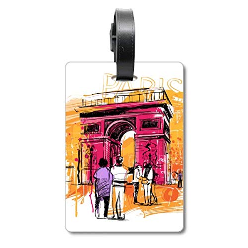 Étiquette de valise Paris avec motif Arc de Triomphe pour bagage voyage