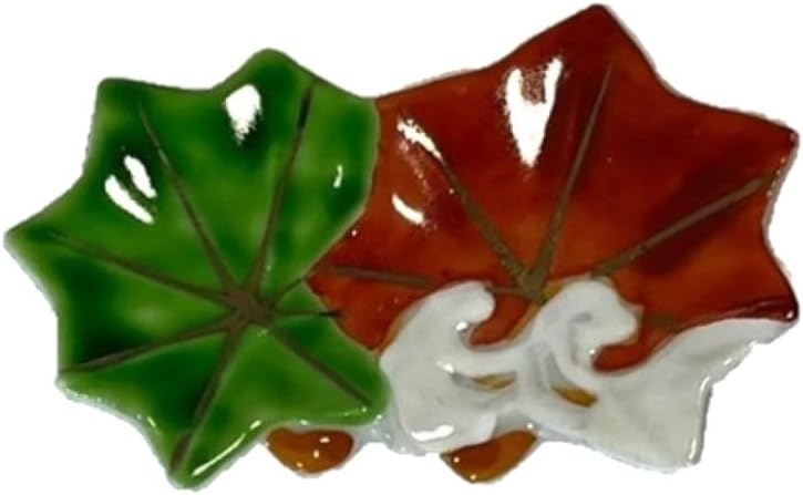 日本陶彩 Houshan Kiln Wave Kae Chopsticks Rest, Yellow, Red, Green, Purple, Orange