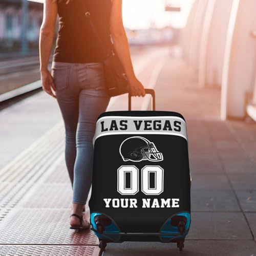 Image of Custom Las Vegas Luggage Cover Personalized Football Style Suitcase Cover with Name Number Customized Washable Elastic Sports Travel Suitcase Protector for Business Vacation Gifts