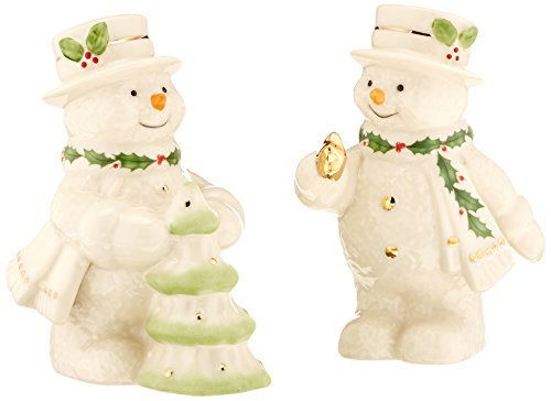 Lenox Happy Holly Days Decorate The Tree Snowman Salt & Pepper Shakers