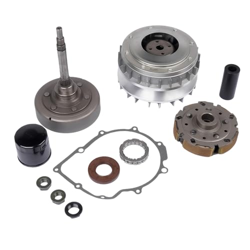 Wet Clutch Kit Compatible with Hisun 500 700, Massimo Supermach and More ATV UTV, OE# 5UG-17620-00-00 21210-F39-0000 21400-004-0000, Primary Drive Clutch Sheave Clutch Carrier Housing Oneway
