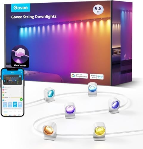 Govee RGBIC Striscia LED Da Parete Per Interni 3m – Compatibile Alexa, Luci Colorate Dimmerabili Con Sincronizzazione Musicale, Controllo APP WiFi, 64 Scene, Per Casa E Feste