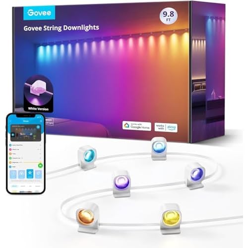 Govee Smart RGBIC Wandleuchte Innen, WiFi Wandlampe Kompatibel mit Alexa für Party, Musik Sync, Wandleuchte Dimmbar Innenbeleuchtung für Wohnzimmer, Weiß, 3M
