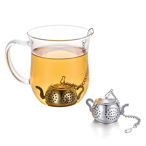 Disiwene 7 Pack Loose Leaf Tea Infuser, Tea Strainer Stainless Steel Tea Ball With Chain And Drip Trays, Small Tea Filter Set For Mug (Silver-Set A) #TOP3