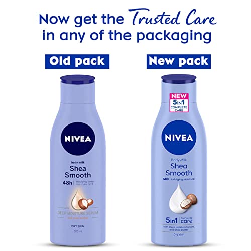 Image of Nivea Body Lotion For Dry Skin, Shea Smooth, With Shea Butter, For Men & Women, 200 ml & Nivea Protect & Care Deodorant Roll On For Men, 50ml
