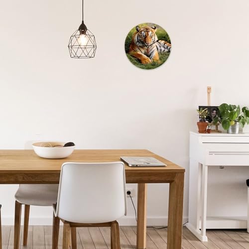 Horloge murale décorative moderne tigre bois design épuré - 6