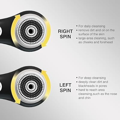 UMICKOO Electric Facial Cleansing Brush, 2-Way Rotating Face Scrubber for Daily & Deep Cleaning, 3 Modes, 5 Brush Heads, Rechargeable, IPX7 Waterproof for All Skin Types
