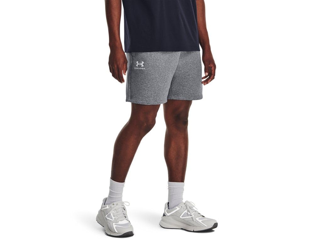Under Armour Men's Pitch Gray Medium Heather / White Ua Essential Fleece Shorts, XX-Large