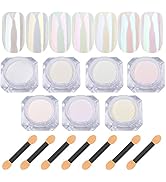 7 Colors White Pearl Chrome Nail Powder Aurora Metallic Nail Powder Holographic Mirror Effect Chr...