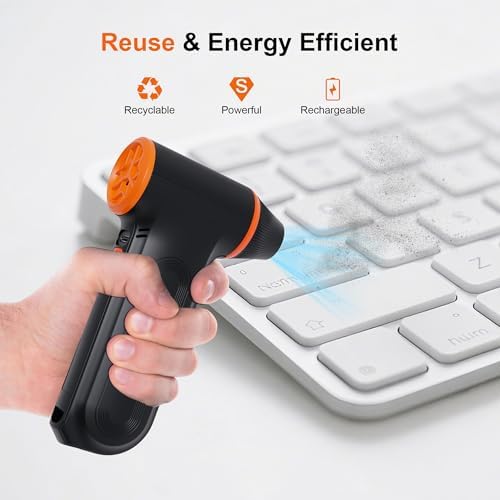 Jufinx Turbo Fan, Şarjlı Hava Kompresörü, 150.000RPM, 3 Güç Modu, 52m/s Güçlü Üfleme, Bilgisayar - Araba - Klavye Temizliği için Güçlü Toz Üfleyici - Görsel 3