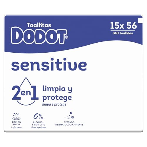 Miniatura 8 de Dodot Toallitas Sensitive Para Bebé, 15 Paquetes De 56 Unidades 840 Toallitas, Óptima Protección Para La Piel