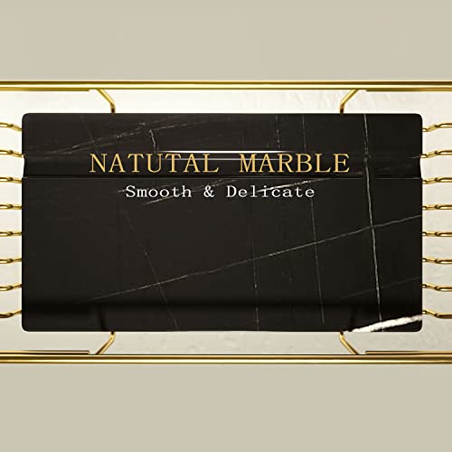 Bawoua Bathtub Caddy Tray For Luxury Baths, Natural Marble, And Gold Stainless Steel Bracket, Well-Designed For Bathtub Expandable(Black) #TOP2
