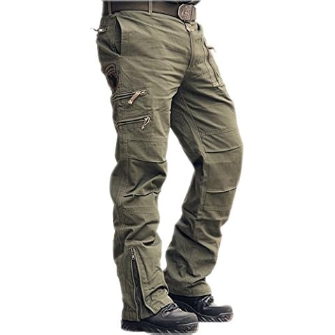sunsnow Causal Cotton Camouflage Pants for Men (32, Army Green) Cover