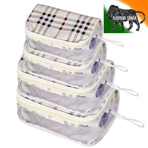 STACKRAIDSet of 4 Multipurpose Transparent Travel Pouch Makeup Toiletry Kit Bag Cosmetic Pouch for Women Makeup Organizer Bag Plastic Box Vanity, Shaving Kit Toiletry Bag for Men - (Multi)