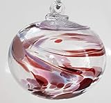 Glaskunst Oberstdorfer Glashütte Kugel zum hängen Dekokugel Fensterkugel Bunte Glaskugel Ornament violett rot klar Fensterdekoration mundgeblasenes Kristallglas Durchmesser ca. 9 cm