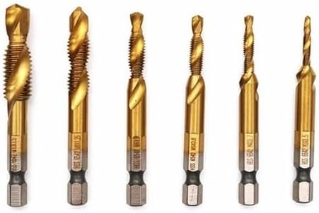 BLMIEDE Electric Drills 20v Nailer Power Tools Combo Kit Shank Drill Plated Screw Hex Set Bits M3 6PCS Titanium Thread Tools & Home Improvement Screwdriver Electric (Gold, One Size)