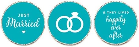 Andaz Press Chocolate Drop Labels Trio, Fits Kisses, Wedding Just Married, Aqua, 216-Pack