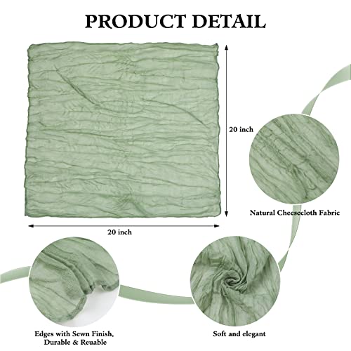 Weltrxe Set Of 6 Sage Green Gauze Cheesecloth Napkins Wrinkled Dinner Napkins 20 X 20 Inch Soft Cotton Table Napkins Boho Decorative Cloth Napkins For Wedding Birthday Party Baby Shower Everyday Use #TOP3