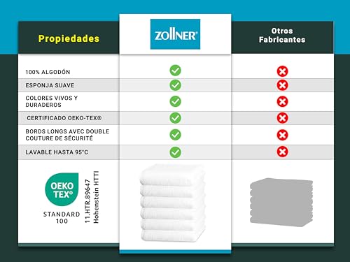 Miniatura 6 de Zollner 6 Toallas De Lavabo, Premium 520 G M , 50x100 Cm, Blanco