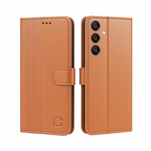 Image of AIBEX Shock Proof Flip Compatible for Samsung Galaxy A55 5G / Samsung Galaxy A35 5G Flip Cover Leather Finish | Inside TPU with Card Pockets | Wallet Stand | Complete Protection Flip Case - Brown