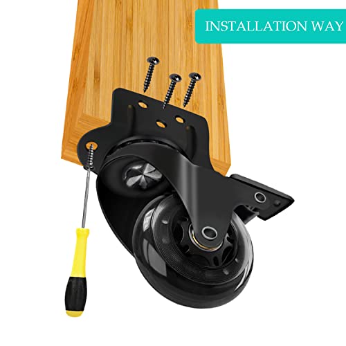 Hirate 2.5" L-Shaped Plate Swivel Caster With Brake Dual Bearing Mute Industrial Casters Wheels Loading Capacity 500 Lbs For Carts Trolley (2 With Brakes & 2 Without) #TOP6