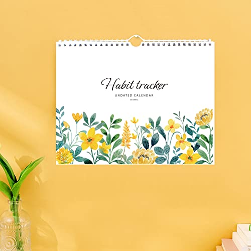 Habit Tracker Calendar - 12 Months Undated Daily Weekly And Monthly Period Habit Tracker, Yellow Floral Habit & Goal Planner Wall Calendar To Boost Productivity, 8" X 10" #TOP6