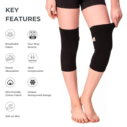 Image of ONYXNEO Knee Caps for Pain Relief, Women, Men - Soft, Breathable Fabric, Four Way Stretch, Sweat Absorption, Mild Compression, Support and Comfort Knee Sleeves Brace (Black, X-Large)