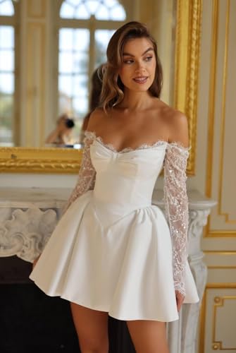 UZN Mini Wedding Dresses 2025 for Women Short Bridal Gown with Lace Reception Gowns for Bride3