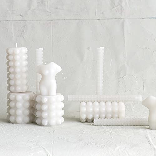 Creative Co-Op Unscented Hobnail Pillar, Dove Grey Candles, 4" L x 4" W x 4" H by Creative Co-op - Image 3
