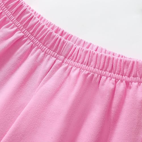 Image of HILEELANG Toddler Girl Summer Short Outfit Sets Cotton Short Sleeve Tops Tees Shorts Clothing Sets