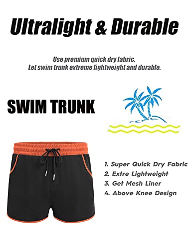Coofandy Men's Swim Trunks Shorts Fashion Boyshorts Swimwear Square Leg Pocket Z - Black #TOP4