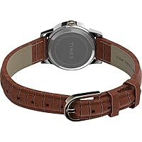 Timex Women's Essex Avenue 25mm Watch – Two-Tone Case White Dial with Brown Leather Strap — image 4