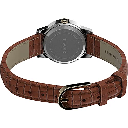 Timex Women's Essex Avenue 25mm Watch – Two-Tone Case White Dial with Brown Leather Strap by Timex - Used condition - Image 2