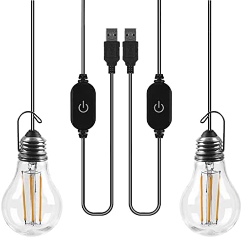 USB Camping Bulb Touch Switch Non Dimmable 3W 400lm Warm White LED Lantern for Fishing Boat Car Truck Camping, A19 Outdoor Portable LED Bulb, Emergency Light, Kids Bed Light, Night Light - 2 Pack
