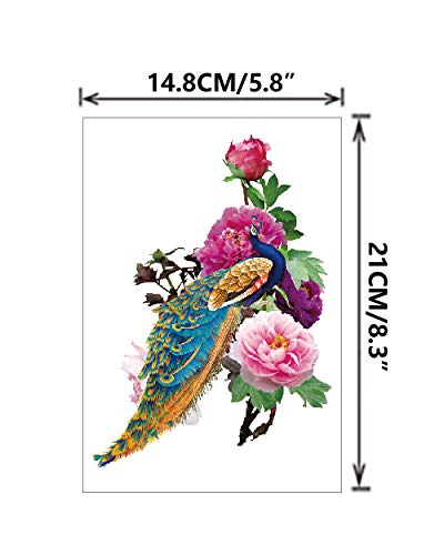 Flower Fake Temporary Tattoo Sticker L8.3"Xw5.8"(9 Sheets) #TOP3
