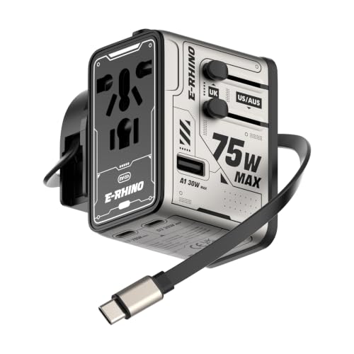 MFish-AMZ MFish 75W 5-Port Universal Travel Adapter, All-in-One Charging for Travel