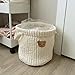 Yovslop Bear Storage Bucket Beige Cotton Basket Diaper Bag Large Capacity Bin for Home Nursery Room