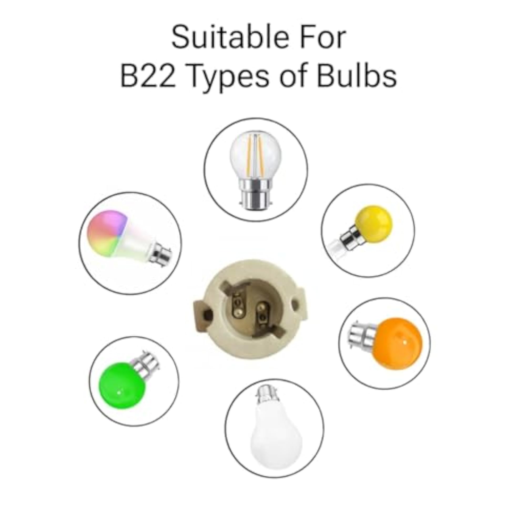 B-22 Ceramic Lamp Holder, 200W Bulb Holder, Two Slot Holder