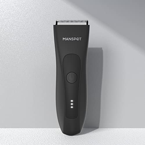 Manspot Groin Hair Trimmer For Men, Electric Ball Trimmer/Shaver, Replaceable Ceramic Blade Heads, Waterproof Wet/Dry Groin & Body Shaver Groomer, 90 Minutes Shaving After Fully Charged #TOP5