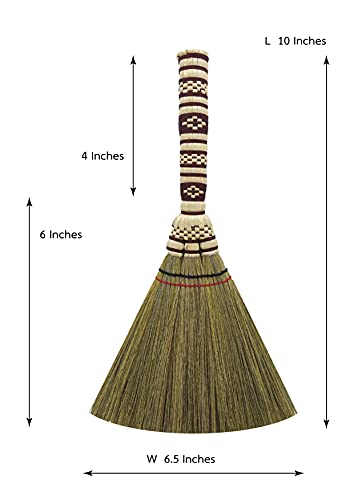 2 Piece Small Whisk Broom Handheld Brush Whisks Away Dust, Dirt & Debris Brush Hanger for Easy Storage Perfect for Indor Outdoor and Car - Short of Asian Whisk Broom (staw Soft Broom)