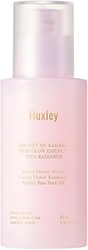 Huxley Secret of Sahara Skin Glow Essence Vita Radiance، 3% Niacinamide Face Serum، جوهر العناية بالبشرة الكوري لـ Dewy Glow، Glass Skin Finish | 50 مل/1.69 فلوريدا. أونصة.