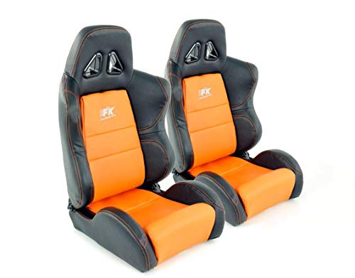 Ku Sportseat Set Dallas Cuero Artificial Naranja Costura Negra Naranja