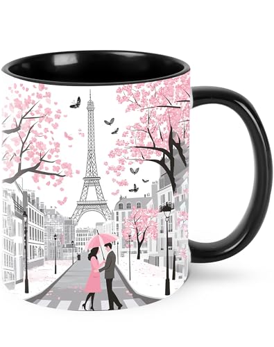 Paris Eiffel Tower Coffee Mug for Women Ceramic Tea Cup with Handle 11oz Funny Novelty Mugs Porcelain Mug Present for Office Home