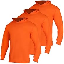 VENDACE High Visibility Safety Long Sleeve Shirts for Men 3 Pack Hi Vis Construction Work Shirts with HoodOrange,L