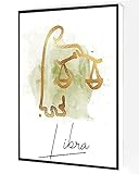 Zodiac Libra Canvas Wall Art,Watercolor Libra Poster,Astrology Print Modern Artwork Painting For Living Room Office Home Decoration 16''x24'' Framed