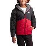 Eddie Bauer Boys' Reversible Jacket - Waterproof Lightweight Fleece Lined Hooded Puffer Coat - Boys Outerwear Jacket (5-20), Size 18-20, Chili Pepper