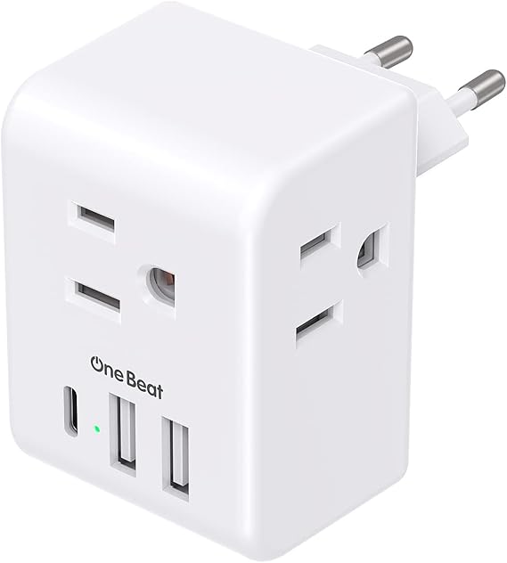 European Journey Plug Adapter, Worldwide Energy Plug Adapter with 3 Shops 3 USB Charging Ports(1 USB C), Sort C Plug Adapter Journey Necessities to Most Europe EU Spain Italy France Germany