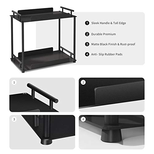 Fle Bathroom Organizer Countertop,2 Tier Bathroom Counter Organizer Kitchen Spice Rack Cosmetic Organizer,Countertop Storage Shelf For Bathroom, Kitchen, Living Room, Bedroom, Dressing Table Black #TOP6