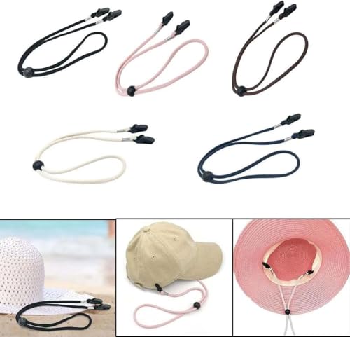 Clipes de alça ajustáveis brancos cremosos, chapéus elásticos, cordão de queixo removível, clipes de